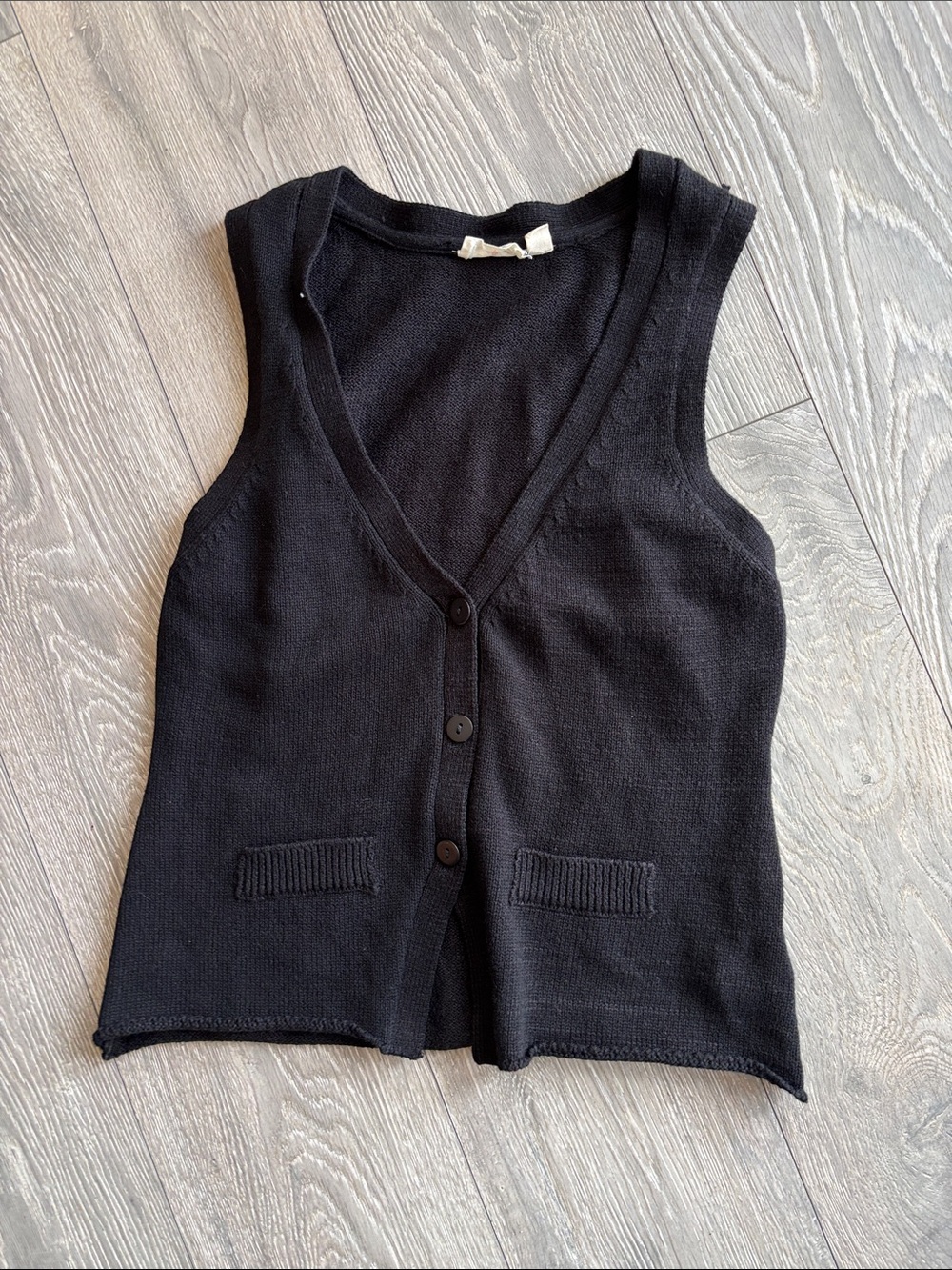 Classic Black Knit Button-Front Sweater Vest